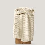 Cozy Beige Chenille Knit Throw Blanket
