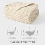 Cozy Beige Chenille Knit Throw Blanket