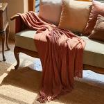 Cozy Burnt Orange Boho Throw Blanket