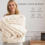 Ivory Checkered Fleece Throw Blanket - Super Soft