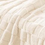 Ivory Checkered Fleece Throw Blanket - Super Soft