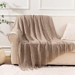 Khaki Boho Throw Blanket for Couch or Bed