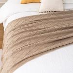 Khaki Boho Throw Blanket for Couch or Bed