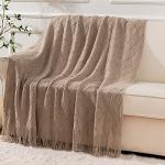 Khaki Boho Throw Blanket for Couch or Bed