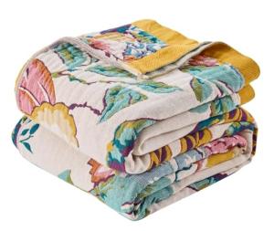 ERZVND Boho Throw Blanket for Bed, Double Sided Floral Decorated Bohemian Couch Blanket, Lightweight Breathable 100% Cotton Throw Blanket,Room, Farmhouse, Bed Decor (Happiness,50"x60")