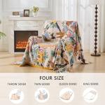 ERZVND Boho Throw Blanket for Bed, Double Sided Floral Decorated Bohemian Couch Blanket, Lightweight Breathable 100% Cotton Throw Blanket,Room, Farmhouse, Bed Decor (Happiness,50"x60")