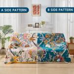 ERZVND Boho Throw Blanket for Bed, Double Sided Floral Decorated Bohemian Couch Blanket, Lightweight Breathable 100% Cotton Throw Blanket,Room, Farmhouse, Bed Decor (Happiness,50"x60")