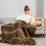 Edenleaf Leopard Print Blanket Fleece Throw for Bed Sofa Travel and Camping, Super Soft Cozy Fluffy Plush Cheetah Print Blanket for All Seasons 50"x60" (Dark Brown)