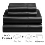 Luxury Black Satin Queen Bed Sheet Set