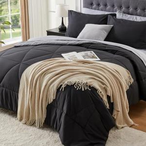 Reversible Black Queen Comforter Set - 7 Pieces