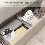 Beige King Size Tufted Bed Frame with Storage