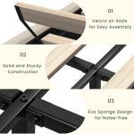 Beige King Size Tufted Bed Frame with Storage