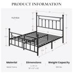 SHA CERLIN 14'' Full Size Metal Platform Bed Frame/Victorian Headboard and Footboard/Steel Slats Mattress Foundation for Storage/No Box Spring Needed/Noise Free/Black
