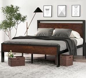 Full Size Metal Platform Bed Frame with Storage
