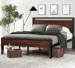 Full Size Metal Platform Bed Frame with Storage