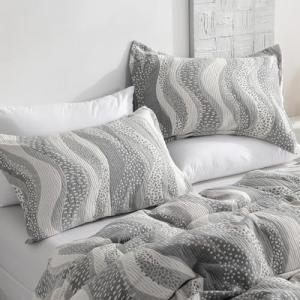 NTBAY Soft Cotton Pillow Shams, 2-Pack, Grey Waves