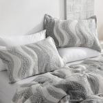 NTBAY Soft Cotton Pillow Shams, 2-Pack, Grey Waves