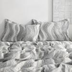 NTBAY Soft Cotton Pillow Shams, 2-Pack, Grey Waves