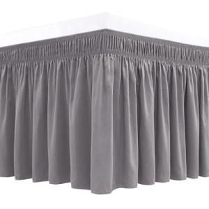 Biscaynebay Adjustable Silver Grey Bed Skirt for Queen