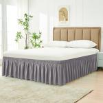 Biscaynebay Adjustable Silver Grey Bed Skirt for Queen