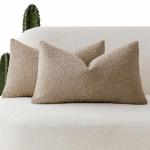 Cozy Camel Textured Throw Pillow Covers, 2-Pack