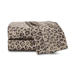 Leopard Print Satin Queen Bed Set - 4 Pieces