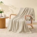 Cozy Beige Chunky Cable Knit Throw Blanket