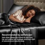 Luxury Black Satin Queen Bed Set – 4 Pieces