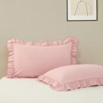 Pink Ruffle Pillowcases Set of 2, Standard Size
