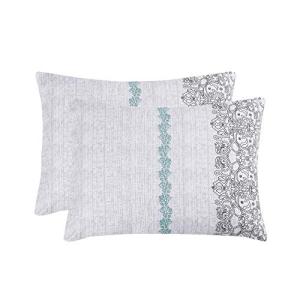 Bohemian Teal Gray Reversible Pillowcases Set of 2