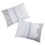 Bohemian Teal Gray Reversible Pillowcases Set of 2