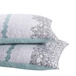 Bohemian Teal Gray Reversible Pillowcases Set of 2