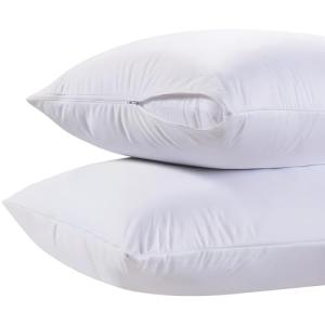 Luxury White Zippered Pillow Covers, Set of 2