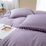 Lavender Pillow Shams Set with Cute Pom Tassels