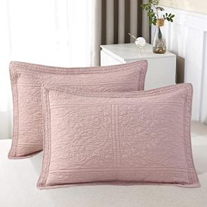 Dusty Pink Floral Cotton Quilted Pillow Sham