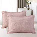 Dusty Pink Floral Cotton Quilted Pillow Sham