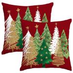 Christmas Tree Pillow Covers, Set of 2, 18x18 Inch