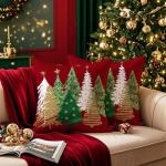 Christmas Tree Pillow Covers, Set of 2, 18x18 Inch
