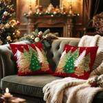 Christmas Tree Pillow Covers, Set of 2, 18x18 Inch