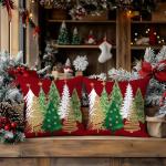 Christmas Tree Pillow Covers, Set of 2, 18x18 Inch