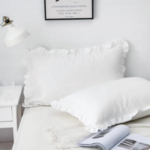 Cozy White Ruffle Pillow Shams Set of 2