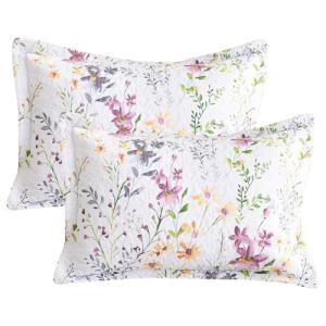 Botanical Floral Quilt Pillow Shams Set of 2