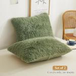 Sage Green Faux Fur Decorative Pillow Cover Set
