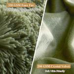 Sage Green Faux Fur Decorative Pillow Cover Set