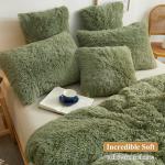 Sage Green Faux Fur Decorative Pillow Cover Set
