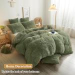 Sage Green Faux Fur Decorative Pillow Cover Set