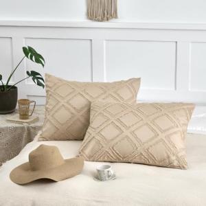 Soft Camel Geometric Pillow Shams - 2 Pack