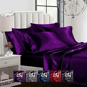 Purple Satin 6-Piece Queen Bed Set