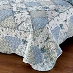 Blue Floral Patchwork Quilt Set, Full/Queen Size