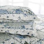 Blue Floral Patchwork Quilt Set, Full/Queen Size